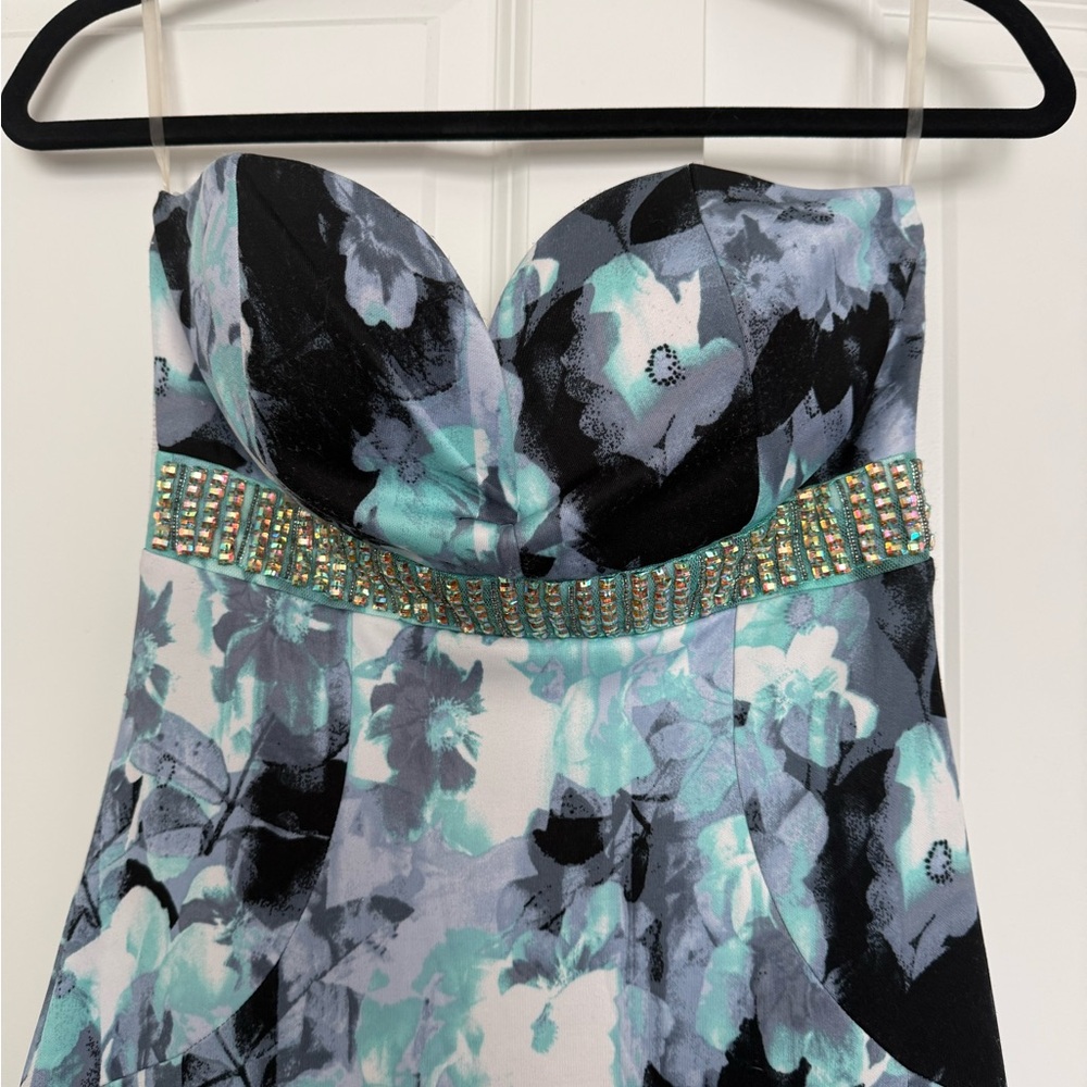 Windsor Strapless Floral Dress with Embellished Waist